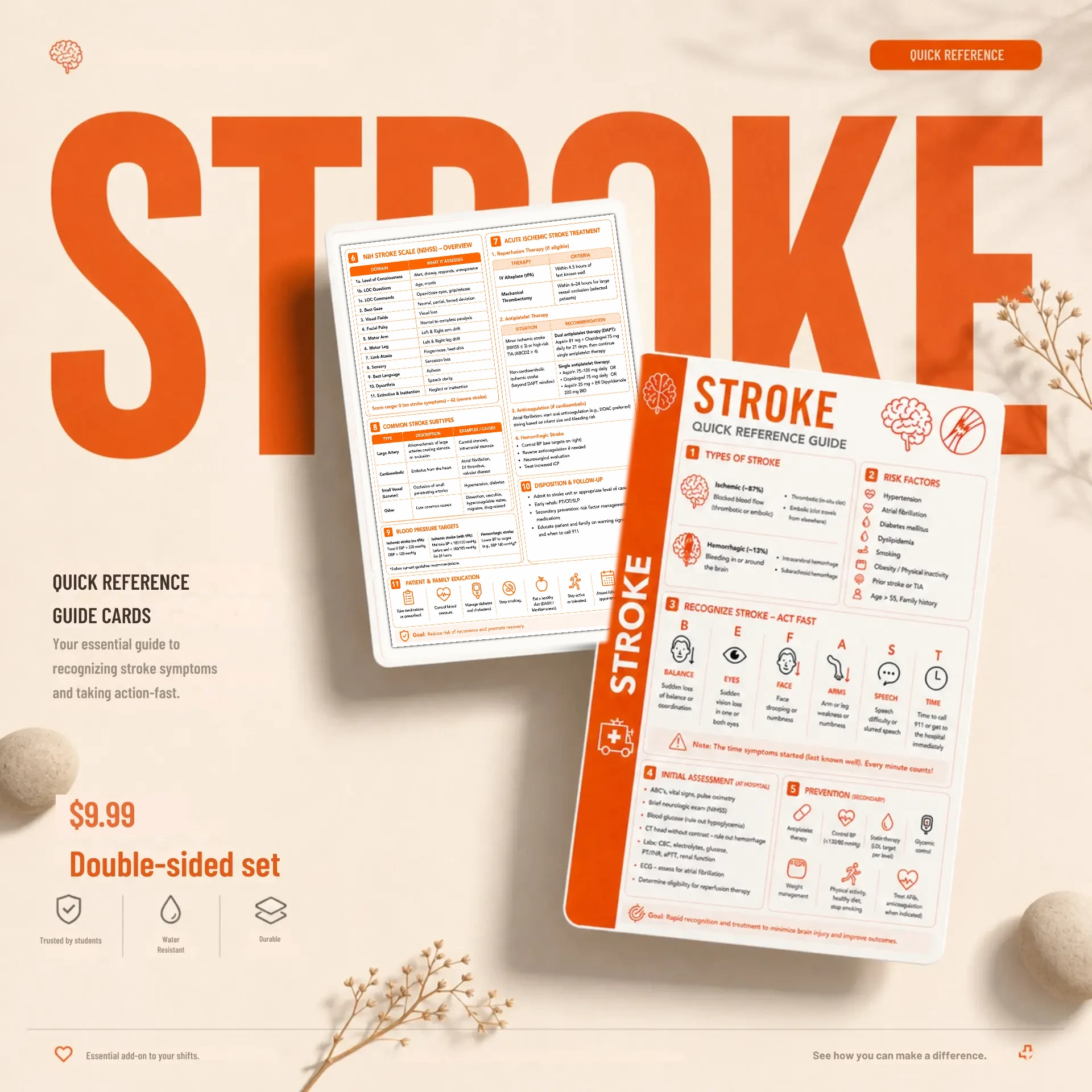 Stroke clinical pocket card, detail photo 1